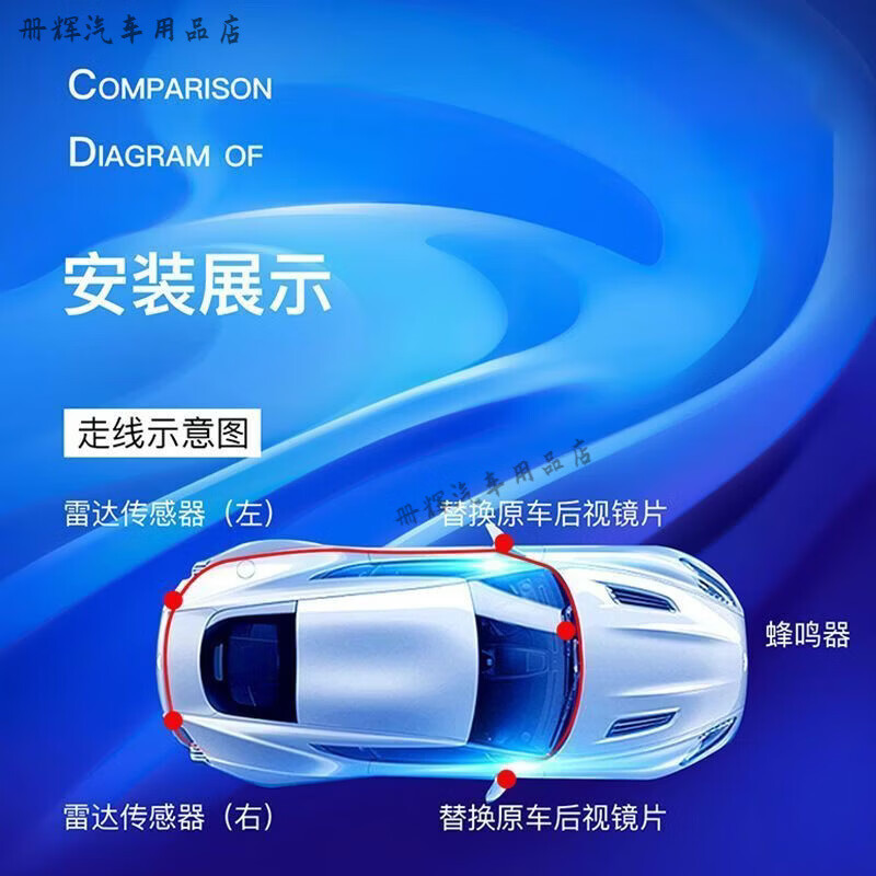 VLAND parallel auxiliary blind spot monitoring BSD rearview mirror suitable for Wrangler Compass Free Light Cherokee original model including installation 24G universal monochrome