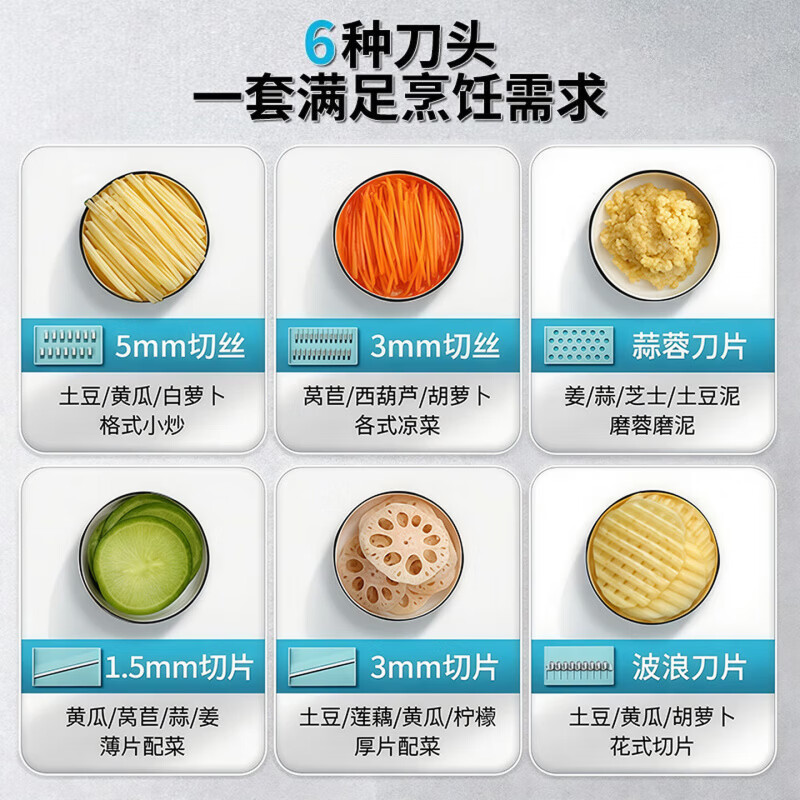 KDISV German Household Potato Shredding and Grating Artifact 304 Stainless Steel Multi-Function Anti-cut Hand Grinder for Shredded Vegetables Green Magnetic Style - Three Knives Green (Hand Guard Included) Six Functions Safety Hand Guard Magnetic Fixing