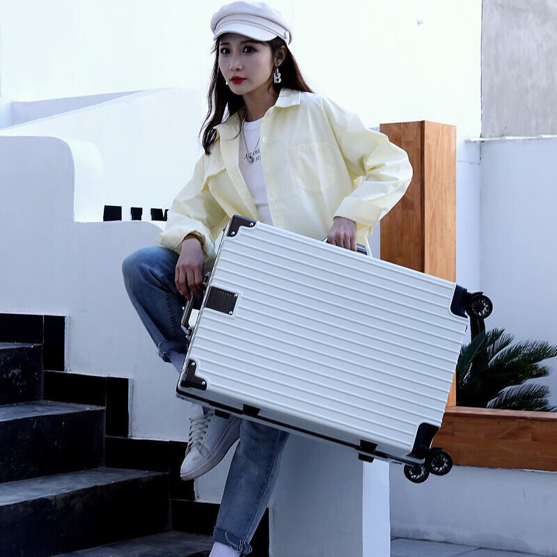 Diston Paul aluminum frame suitcase for men and women, new trolley case, universal wheel trolley case, large capacity suitcase, boarding password box, dark gray - thickened alloy frame, the box can seat 20 inches