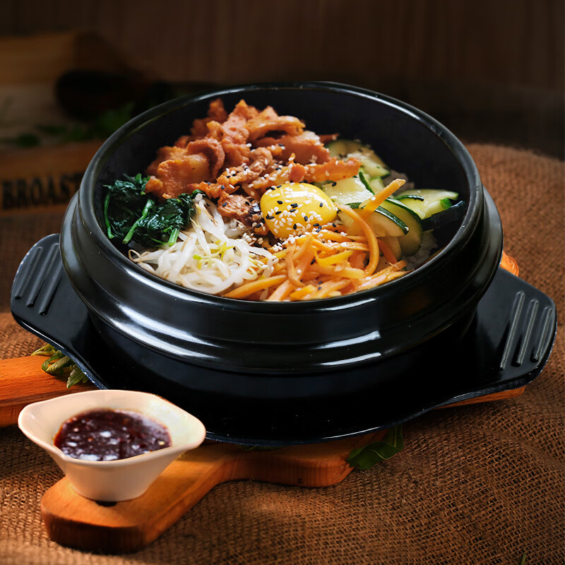 Kangshu (KANGSHU) Korean stone pot bibimbap Japanese cuisine special pot steamed egg bowl miso soup ginseng chicken soup commercial casserole 1100ml stone pot (with tray)