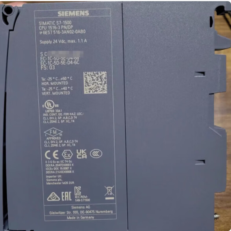 S7-1500 analog 6ES7516-302-0AB0201AL02 standard CPU module 6ES7510-1DJ01-10AB0
