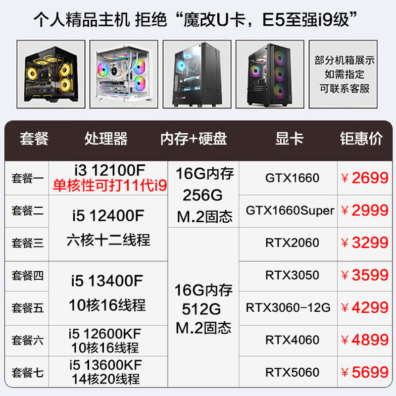 Core i5 13600KF/RTX5060/4060 computer desktop console game live broadcast Black Myth chicken second-hand assembly machine configuration one i3 12100F/GTX1660 e-sports game console 99% new