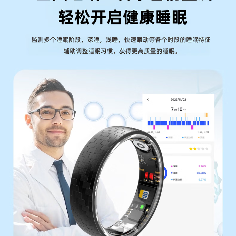 XIELEE 15-year-old brand High-precision smart ring | Blood sugar and blood pressure non-invasive health ring Measuring heart rate and blood oxygen sleep ring All-day multi-functional ring sports ring 15th generation carbon fiber Accurate blood sugar, blood pressure, uric acid and blood lipids Dynamic trend No. 13 (diameter 22mm, finger circumference 70mm)
