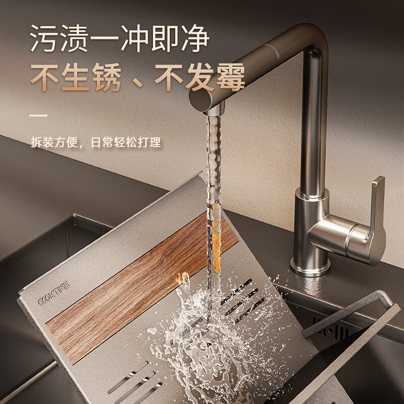 COOKTIME kitchen rack wall-mounted wall rack pot lid rack spice rack knife holder kitchen aluminum alloy storage pendant chopstick cage rack (snowflake gray) - four generations of hanging Duoduo