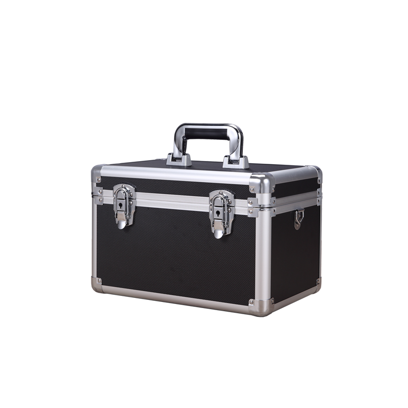 Chiming aluminum alloy tool box small suitcase equipment instrument box document storage box household storage box event prop box inspection tool box 019 black box filled with cotton 34x22x22cm