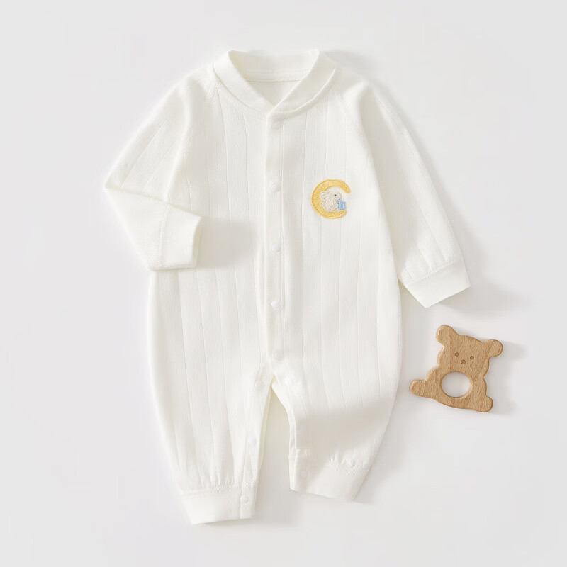JOYNCLEON baby jumpsuit newborn clothes pure cotton spring and autumn bottoming 0-12 months baby folio romper, Star and Moon Guardian White 66cm