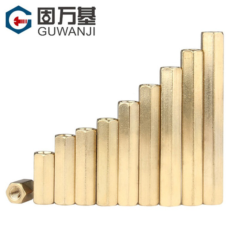 Guwanji two-way hexagonal copper column nut column flat head copper column hollow copper column stud straight hole chassis motherboard isolation column M3*7 (50 pieces)