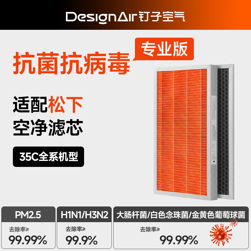 Nail Air is suitable for Panasonic F-ZXFP35C HEPA+ activated carbon filter element (applicable to air purifier F-PXF35C/F-PDF35C/F-PDF35C-NP/NG)