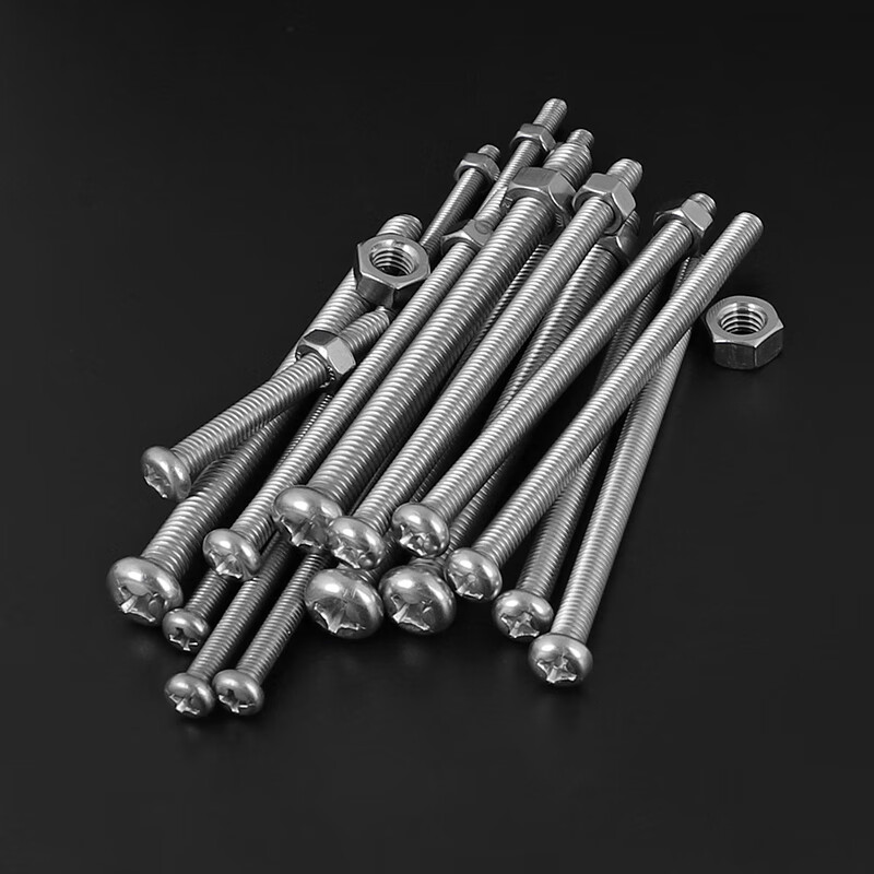 Weiwang 304 stainless steel cross round head screw and nut combination extended screw pan head nut screw rod accessories M4*40+nut (20 sets)