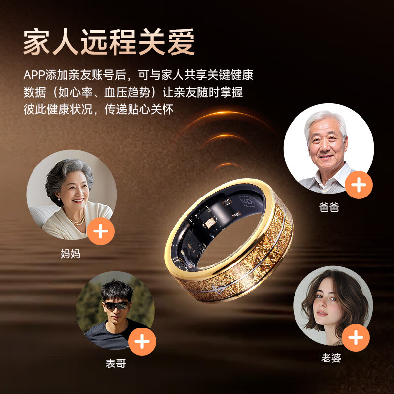 KPEP all-day sleep monitoring, non-invasive blood sugar and blood pressure monitoring, blood oxygen and heart rate, heart health remote care, real-time monitoring, waterproof exercise, health smart ring for parents