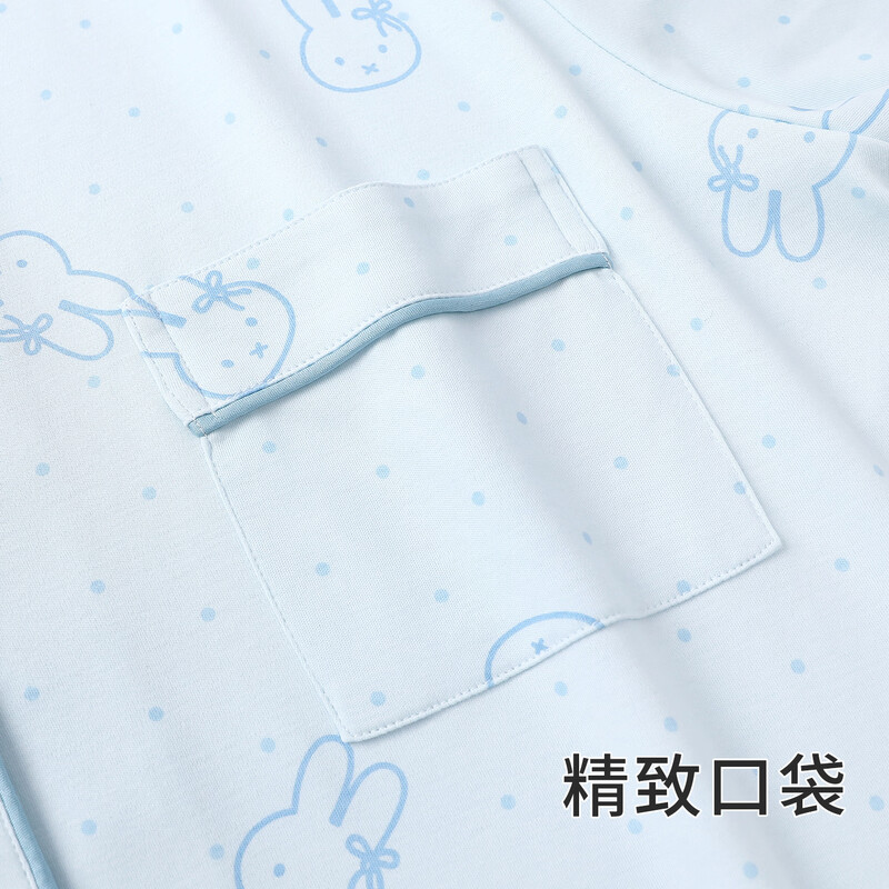 MAULTIAY Miffy Rabbit pure cotton pajamas for women 2026 summer new style high-end short-sleeved trousers three-piece home clothes can be worn outside, 100% cotton <small amount in stock> XL