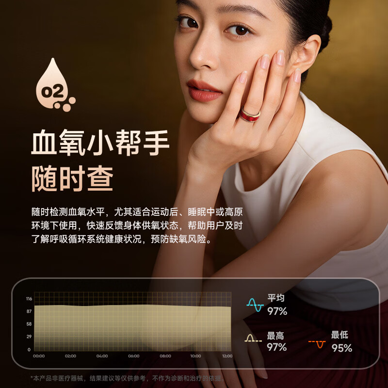 KPEP all-day sleep monitoring, non-invasive blood sugar and blood pressure monitoring, blood oxygen and heart rate, heart health remote care, real-time monitoring, waterproof exercise, health smart ring for parents