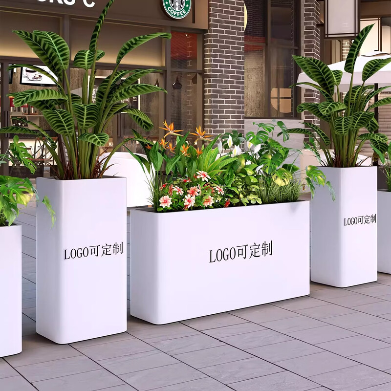 Outdoor stainless steel flower box combination municipal commercial street flower bed garden sales department flower trough planting tree pond customization style one please consult customer service to place an order other sizes, colors and styles consult customer service