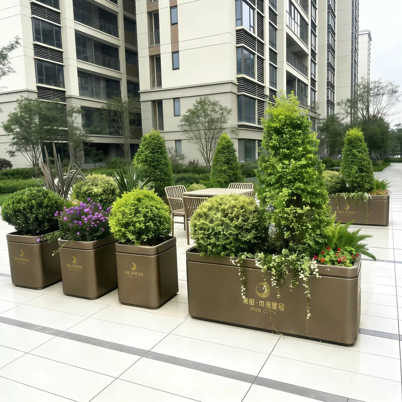 Outdoor stainless steel flower box combination municipal commercial street flower bed garden sales department flower trough planting tree pond customization style one please consult customer service to place an order other sizes, colors and styles consult customer service
