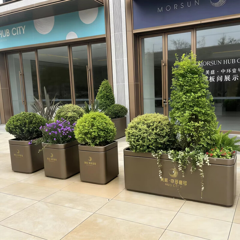 Outdoor stainless steel flower box combination municipal commercial street flower bed garden sales department flower trough planting tree pond customization style one please consult customer service to place an order other sizes, colors and styles consult customer service