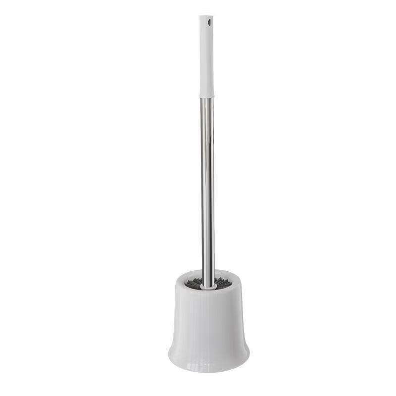 Zhibenxiong Toilet Brush Set, Extended Stainless Steel No-Dead Angle Cleaning Brush with Round Base, Special for Bathroom, Round Stainless Steel Rod Toilet Brush with Base, 1 Pack