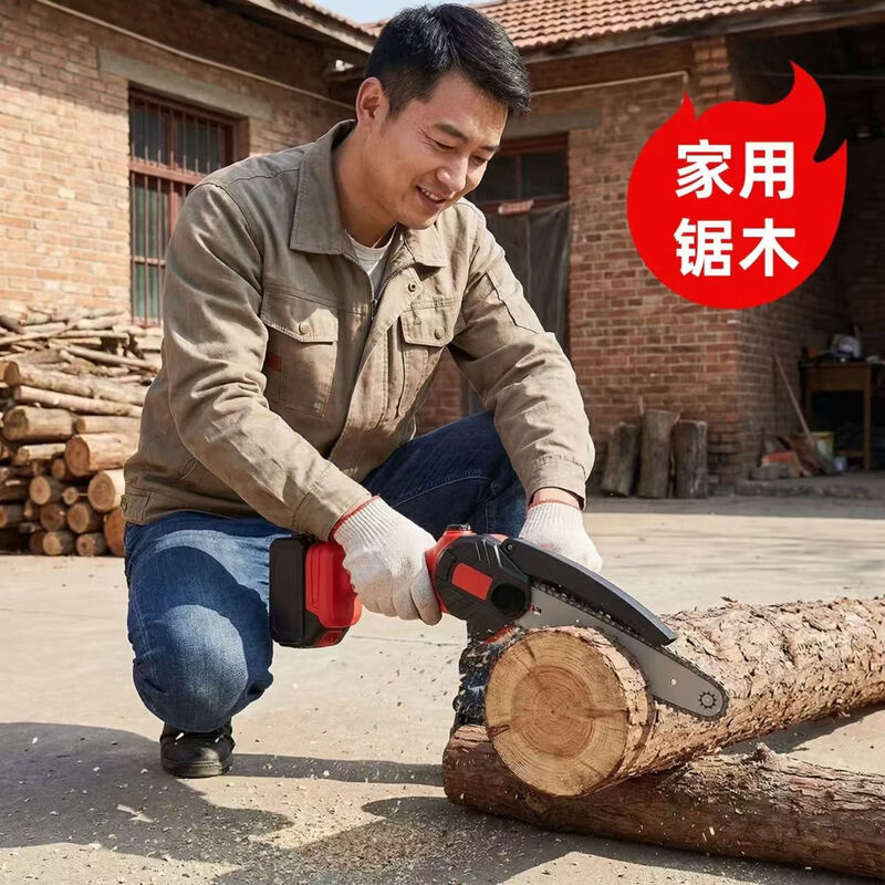 High-power high-speed chainsaw rechargeable portable lithium-ion chain saw outdoor wireless small logging hand saw for tree cutting and pruning 8-inch high-efficiency tree sawing king 898800H king battery life 2 batteries 2 chains newly upgraded high-power copper motor surging power