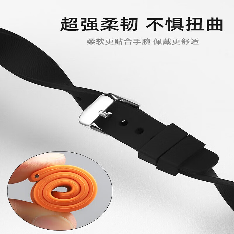 Universal silicone rubber watch strap black suitable for Casio Citizen Armani ck Tissot dw men's and women's wristband (C24) bright red strap 22mm