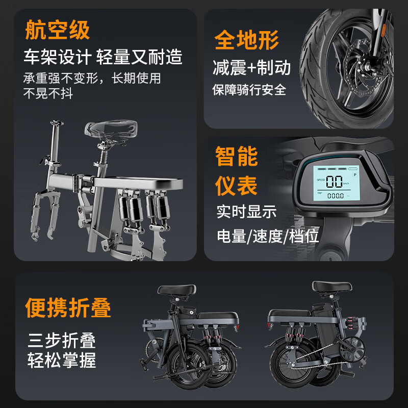 FG FLYING PIGEON folding electric vehicle for driving, extra long range, new national standard electric bicycle, adult small battery, electric bicycle lithium battery, luxury version - 10A pure electric range 30km/8-weight shock absorption/Panasonic battery cell/lifetime warranty