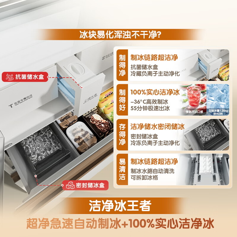 Rongsheng Dabingxiang Machine King 605L French-style multi-door refrigerator large-capacity dual-clean dual-system embedded new-level energy-efficient automatic ice making national subsidy BCD-605Q60FZNBD