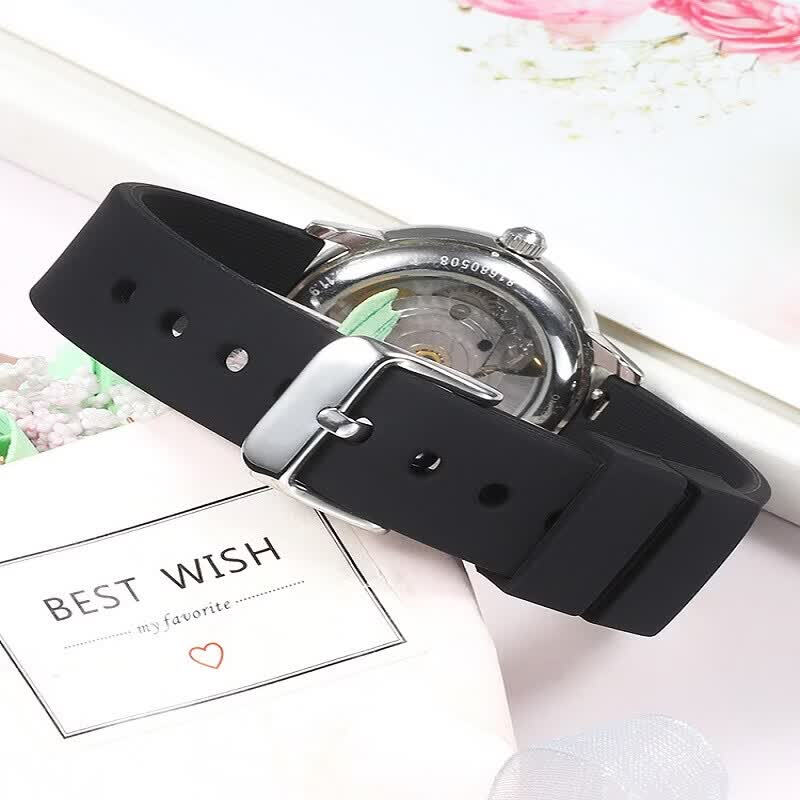 Universal silicone rubber watch strap black suitable for Casio Citizen Armani ck Tissot dw men's and women's wristband (C24) bright red strap 22mm