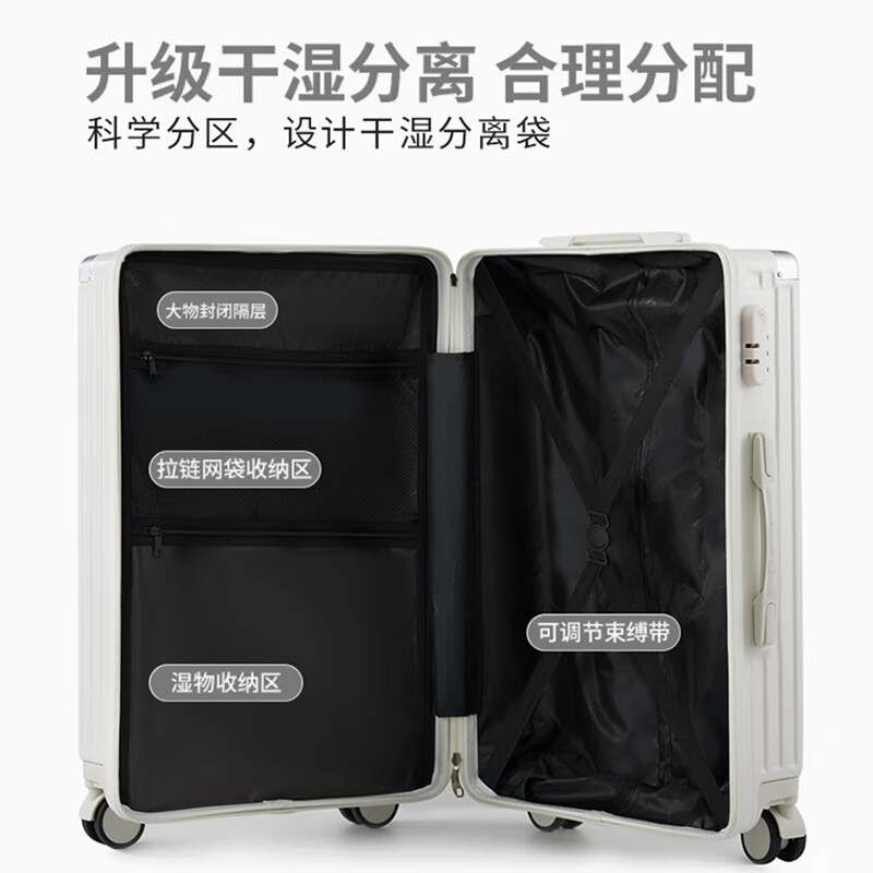 Semir suitcase, men's zipper trolley case, thickened and strong password case, student school suitcase, female boarding case, leather case, black - anti-collision corners 26 inches - recommended for medium and long distances, checked luggage required