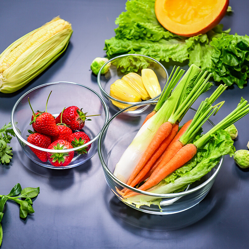 Ocean Thailand imported glass salad bowl, fruit plate, instant noodles, transparent soup bowl, home dessert tableware three-piece set