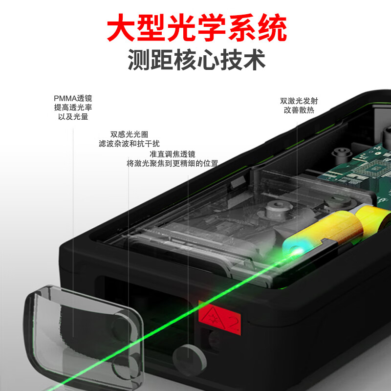 Shendawei Laser Distance Meter High-precision Distance Measurement Ruler Handheld Infrared Measuring Instrument Indoor Room Measurement Electronic Ruler Green Light Electronic Level Dual Power Supply Voice SW-100G