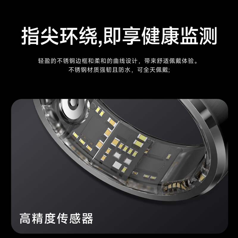 NUIBC Vibration Reminder Smart Ring Gesture Control Incoming Calls, WeChat Messages, SMS Alarm Clock Vibration Reminder Smart Ring, Take Photos and Videos, Lighter than a Watch, Silver Size 12 (Circumference 70mm)