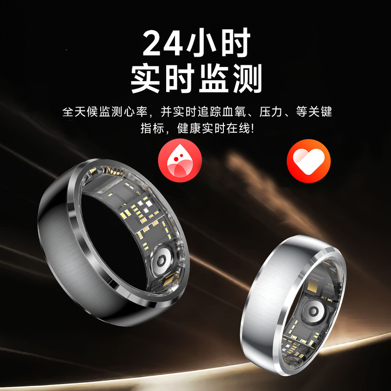 NUIBC Vibration Reminder Smart Ring Gesture Control Incoming Calls, WeChat Messages, SMS Alarm Clock Vibration Reminder Smart Ring, Take Photos and Videos, Lighter than a Watch, Silver Size 12 (Circumference 70mm)