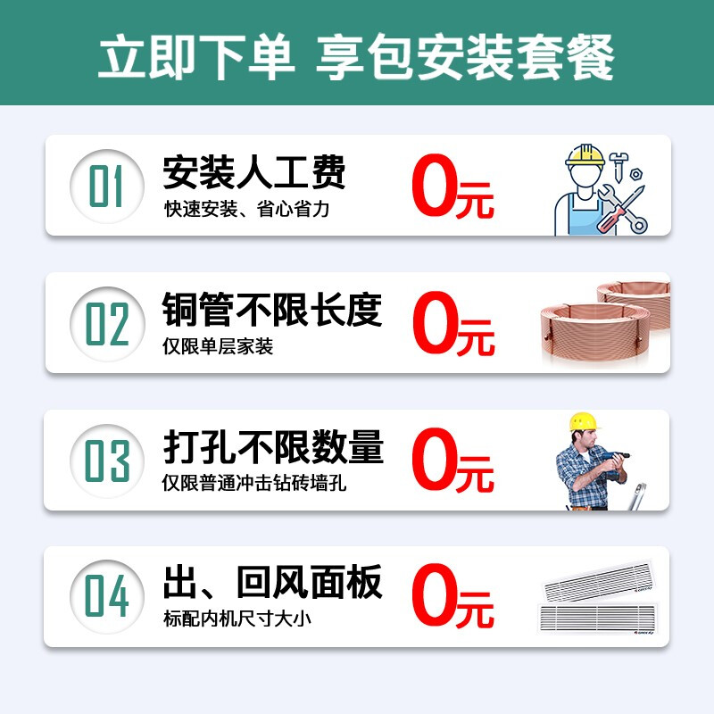 格力(GREE)中央空调一拖四 一拖三 一拖五一拖六智睿二代多联机 风管机嵌入式空调变容变频卡机GMV- 大6匹 一级能效 一拖五 包安装
