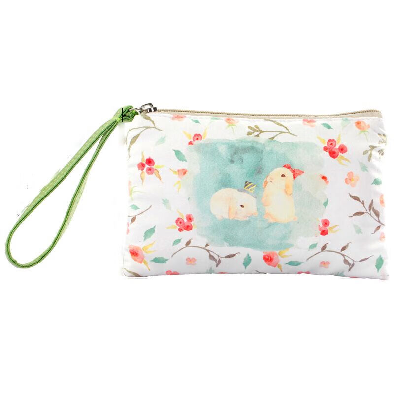 Changyin Large Screen Mobile Phone Bag Wallet Ladies Cute Cartoon Zipper Fabric Japanese and Korean Simple Large Capacity Clutch Coin Purse White L Size Patch Bag Light Summer Bunny