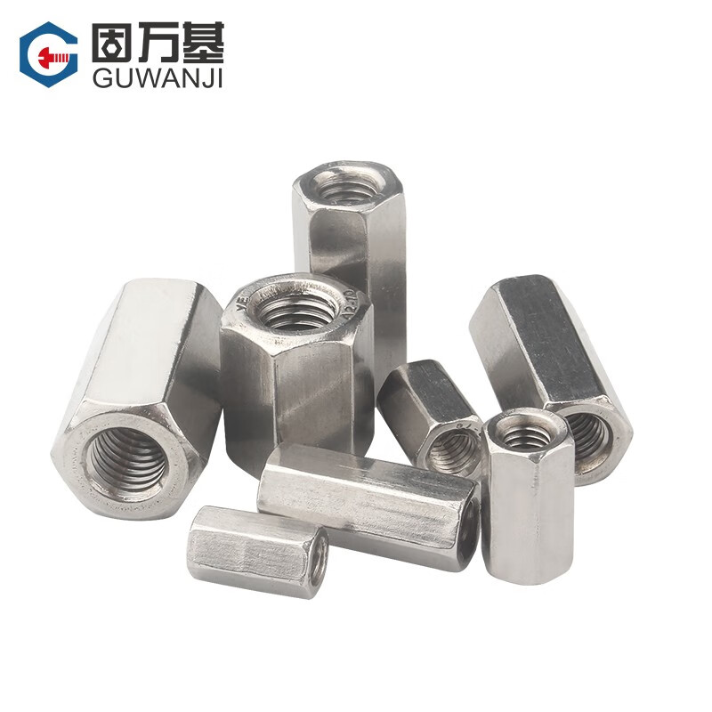 GUWANJI 304 stainless steel extended hexagonal nut screw connection female thread rod screw joint screw cap national standard accessories M5x8x30 2 pieces