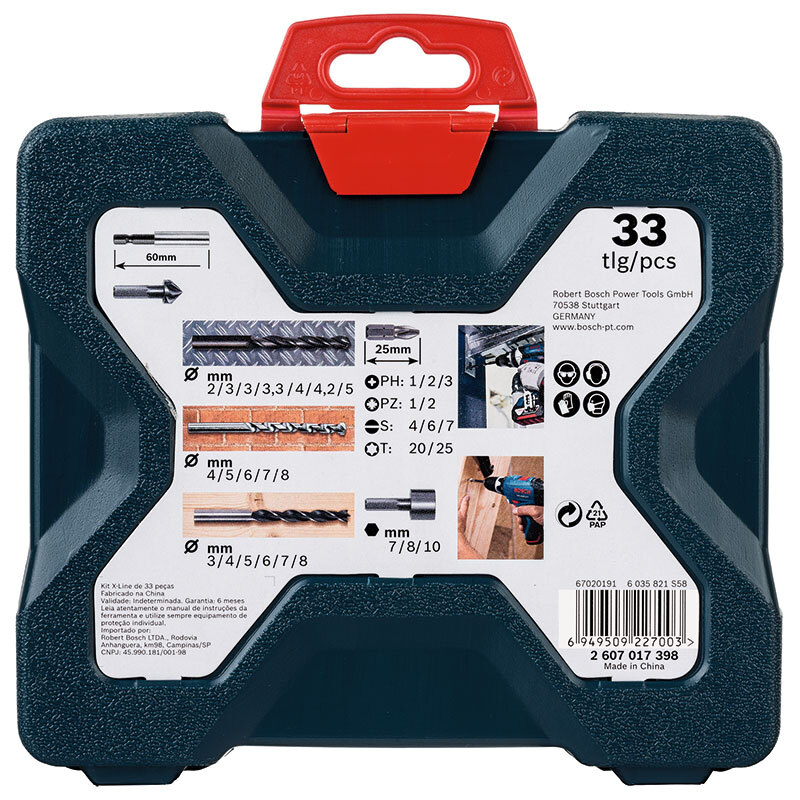 BOSCH twist drill bit masonry woodworking drill bit screwdriver chamfering drill bit sleeve (33-piece set) round handle mixed set