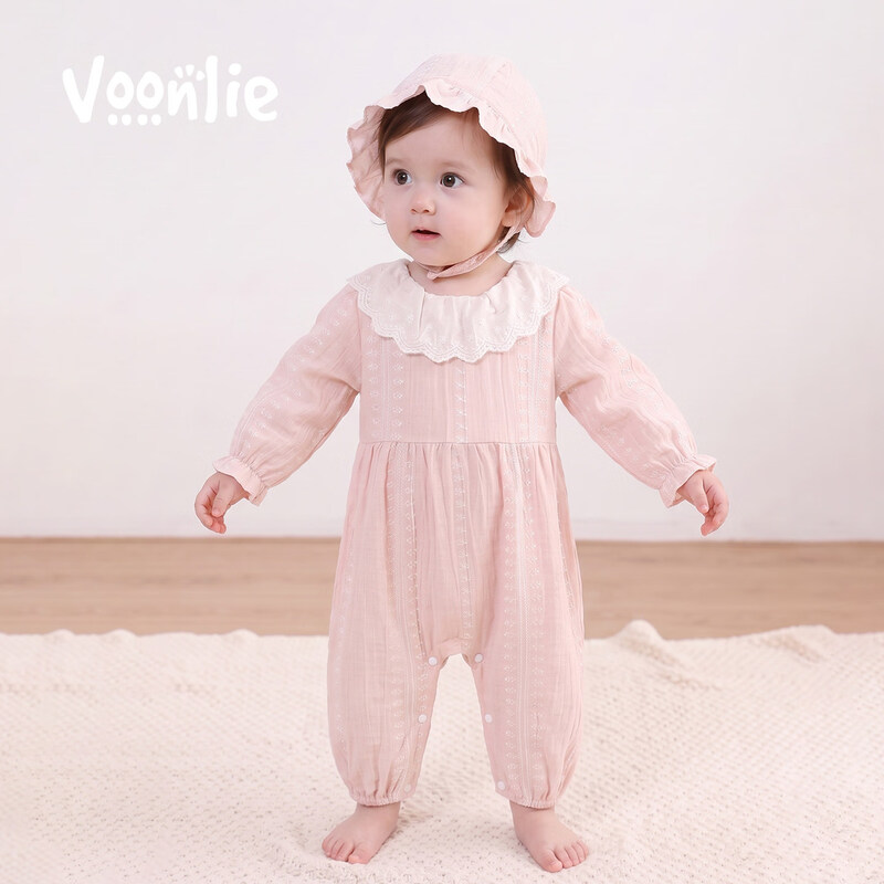 Fanhunting baby clothes, autumn clothes, baby girl jumpsuits, little one-month-old princesses, spring and autumn outdoor clothes and rompers
