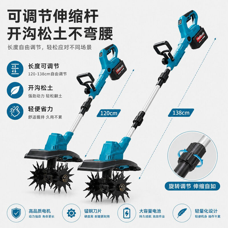 Semperstar lithium battery micro tiller hand-held scarifier agricultural orchard vegetable field tiller small household electric hoe rotary tiller lithium battery micro tiller (vegetable field courtyard) suitable - 20 cells 3 batteries 2 charges