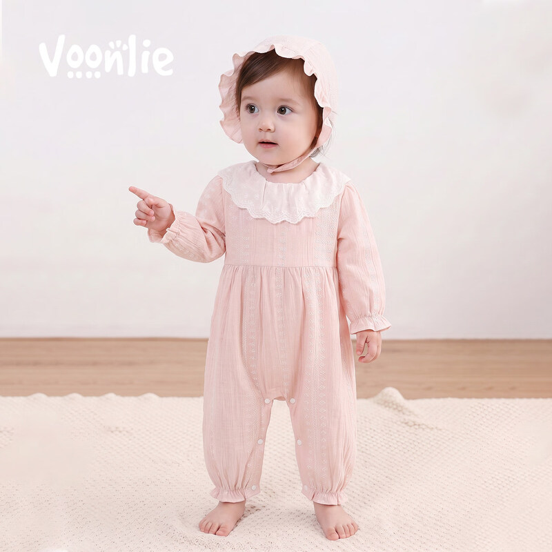 Fanhunting baby clothes, autumn clothes, baby girl jumpsuits, little one-month-old princesses, spring and autumn outdoor clothes and rompers