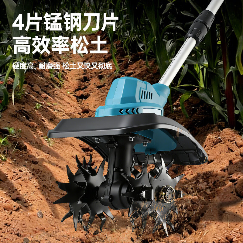 Powerful farmland king household lithium battery micro tillage machine electric foldable rotary tiller small electric excavator G micro tillage machine ten batteries one charge one charge
