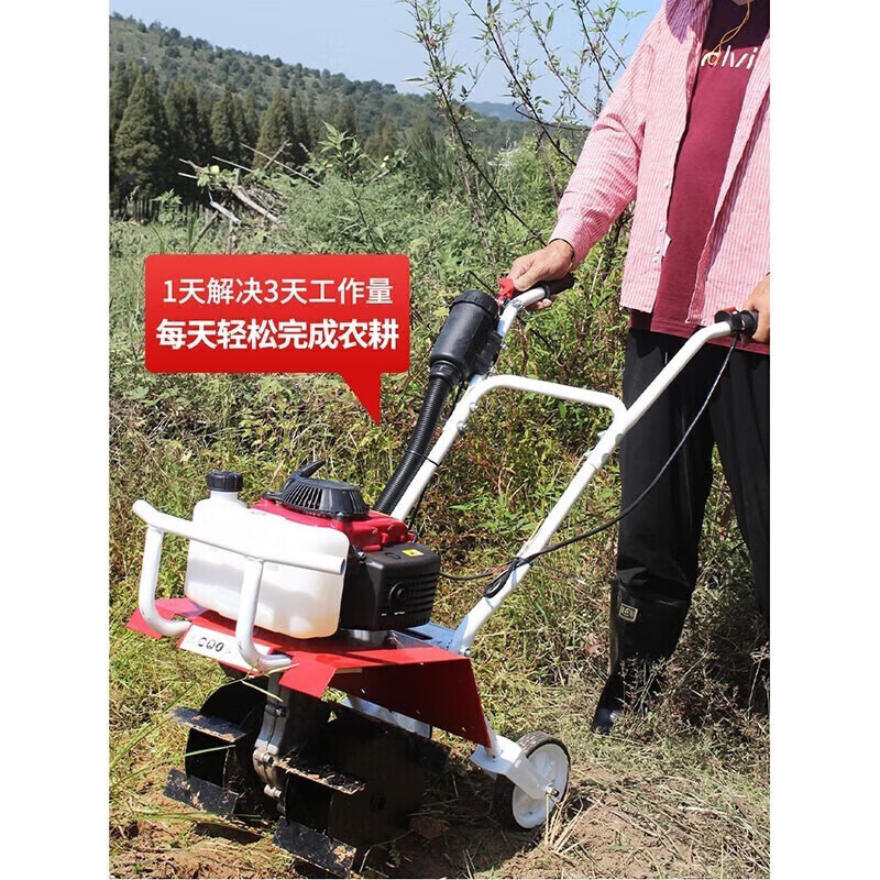 Micro tiller, rotary tiller, small tiller, tiller, tiller, tiller, agricultural tiller, agricultural scarifier, household trencher, four-stroke, loose soil + hoeing + trenching + plow