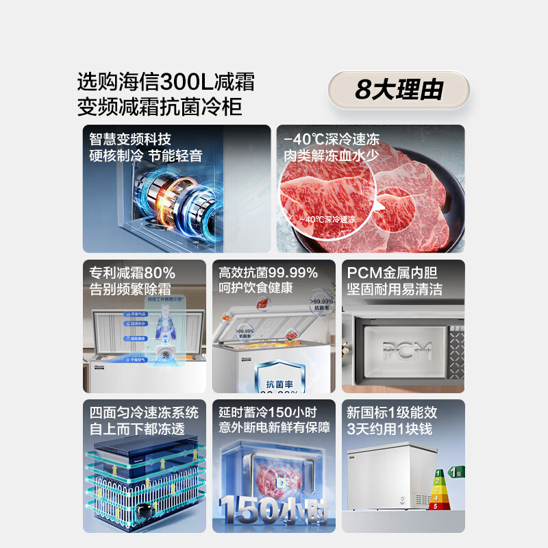 Hisense Duduoduo 300L single temperature freezer inverter small refrigerator-40 deep-freezing quick-freezer refrigeration and refrigeration new level of energy efficiency BD/BC-300S1HNKSD national subsidy