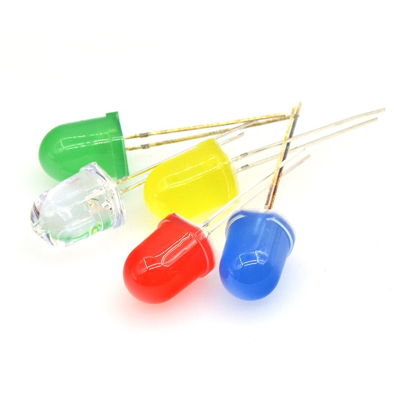 TaoTimeClub 10MM/F10 round head LED light, light-emitting diode light, ultra-bright light-emitting tube, lamp beads, 10mm green light (10 pcs)