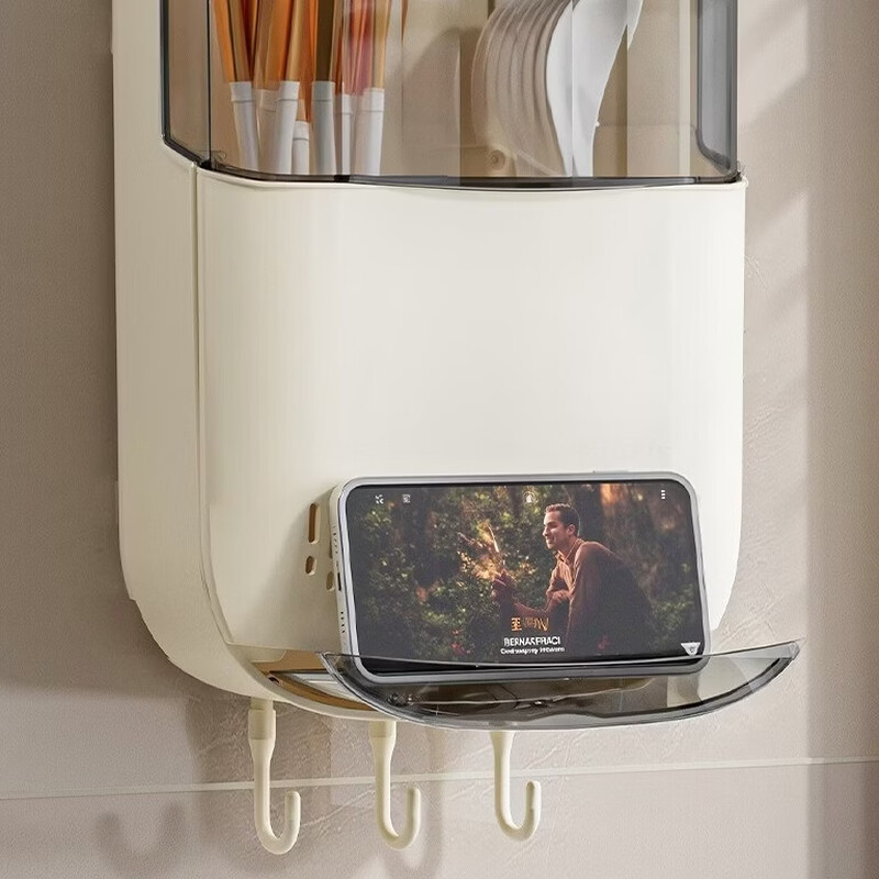FGHGF chopstick storage box wall-mounted new kitchen countertop storage spoon cutlery barrel drain rack chopstick basket chopstick cage cream chopstick barrel * 1