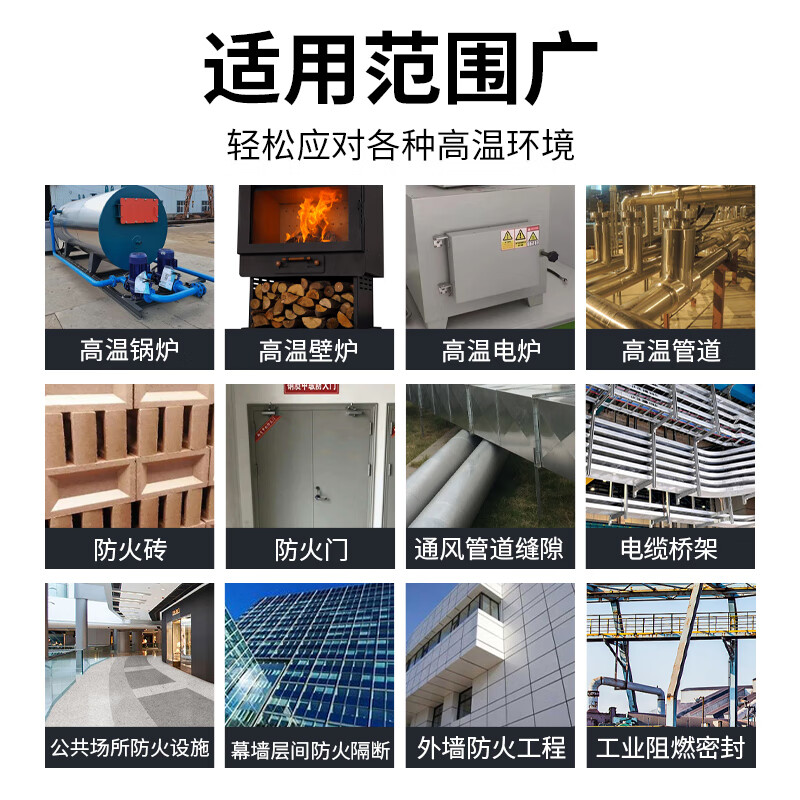 Green pine forest flame-retardant fire-resistant high-temperature sealant FV-0 grade waterproof insulation fire door exhaust pipe check valve flue special glass glue black 300ml