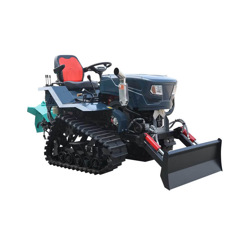 Crawler type rotary tiller multi-functional agricultural greenhouse orchard pastoral management ditching tractor ride-on micro tiller 100 horsepower rotary tiller deposit flood and drought dual use