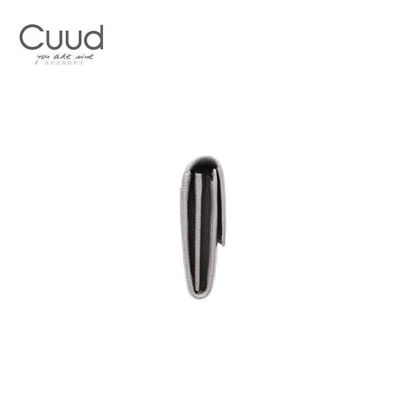 Cuud long women's wallet fashionable rhombus leather large capacity women's coin wallet bag birthday gift for girlfriend gray