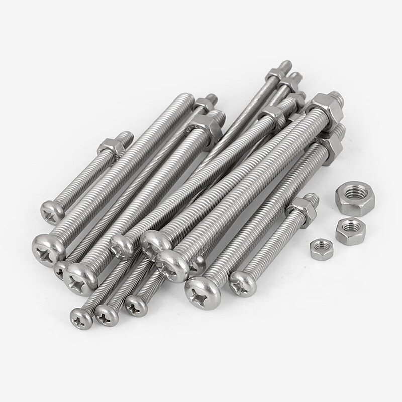 Weiwang 304 stainless steel cross round head screw and nut combination extended screw pan head nut screw rod accessories M4*40+nut (20 sets)