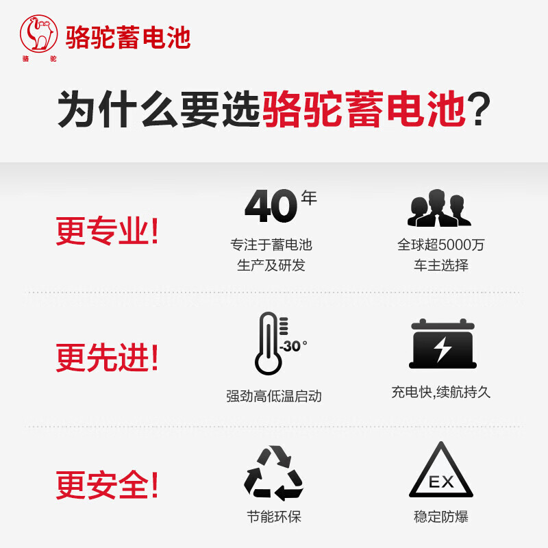 Camel car battery L2400 is suitable for MG6/MG5/HS/MG3/Ruiteng