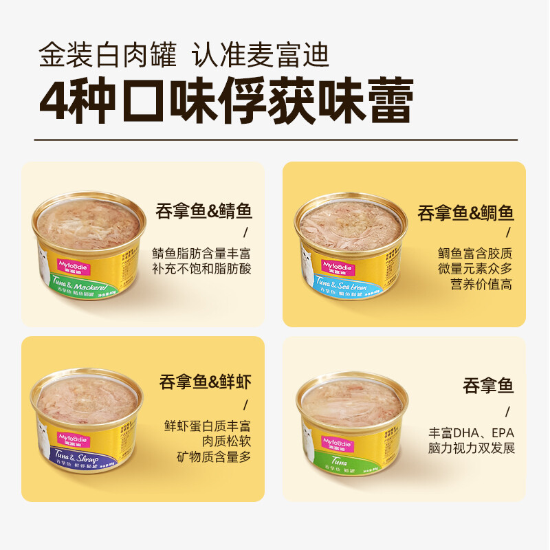 McFoody Cat Canned Juicy Cat Canned Cat Snacks for Adult and Young Cats Replenishing and Brightening Aspic Mixed Pack 85g*24 Cans