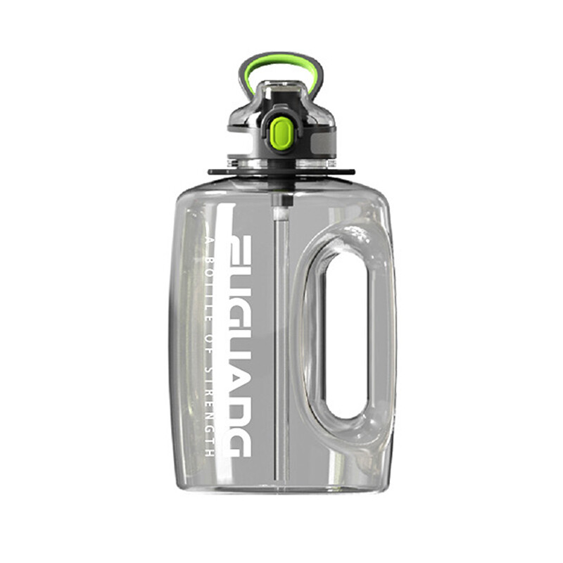 Fuguang Water Cup Large Capacity Women's Summer Straw Bucket High Temperature Resistant Sports Water Bottle Men's Fitness Cup Ton Bucket with Strap Pine Green 1500ml Strap + Handle