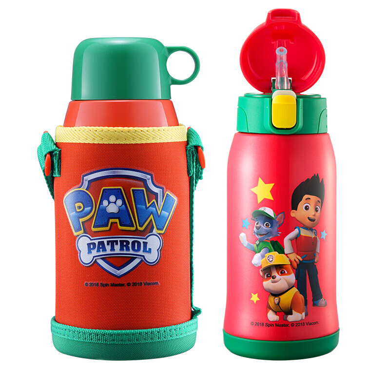 The Paw Patrol team has made great contributions, children's thermos cup, anti-fall kindergarten cup with straw, dual-purpose primary school student cup, 316 stainless steel thermos kettle 580ml Archi Yellow